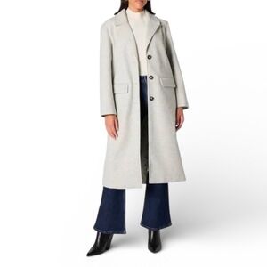 The Drop Liam Long Coat Heather Grey Button Front Tailored Size S
